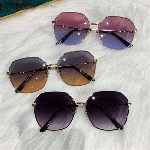 Fashion Women Sunglasses Men Metal Irregular Frame Sun Glasses Ladies Luxury Brand Designer Ocean Gradient Goggles Purple