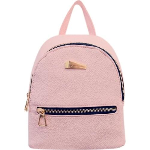 Solid Color Shoulder Bag with Black Zipper Cloth & Golden Zipper PU Leather Mini Backpack Casual Shoulder Bag for Women