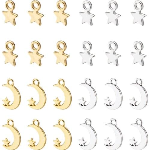 300pcs/Box Tiny Star Moon Alloy Pendants Charms for DIY Dangle Earrings Accessories Jewelry Making Findings Handmade Crafts