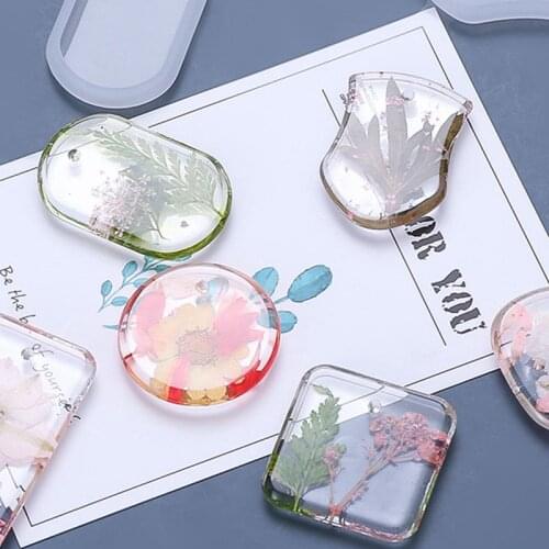 Hanging Resin Pendant Mold Geometric Square Shape Epoxy Irregular Rectangular Circle Silicone Mould DIY Crafts Gifts Decoration