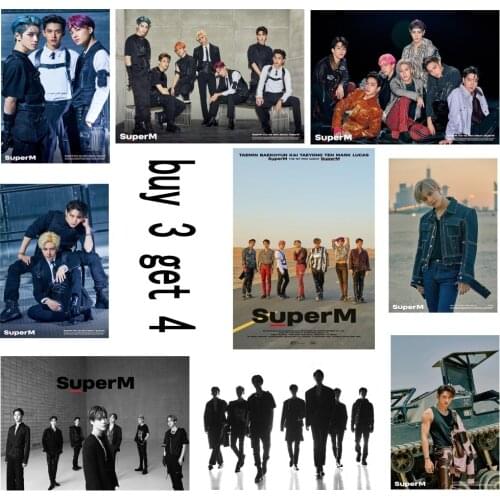 Kpop group SuperM First Album Jopping TAEMIN KAI MARK BAEKHYUN White Coated Paper Poster Photo Fans Collection wall stickers