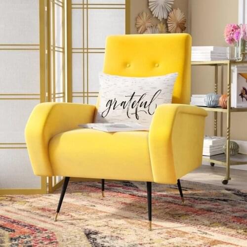 GY Nordic Simple Creative Personality Yellow Fabric Single Sofa Modern Designer Balcony Leisure Wingback Chair