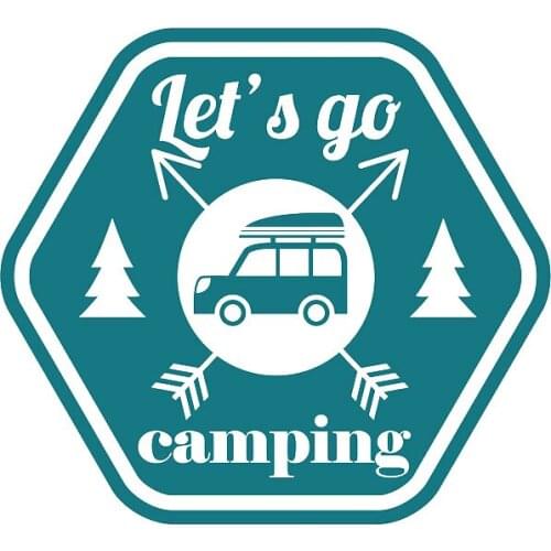 14CM*12.7CM Funny Lets Go Camping PVC Motorcycle Car Sticker Vinyl Car Wrap Decor Decals