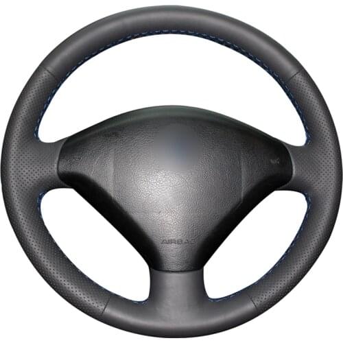 Hand-stitched Black Artificial Leather Car Steering Wheel Cover for Peugeot 307 SW 2005-2008 Peugeot 307 2001-2008 Accessories