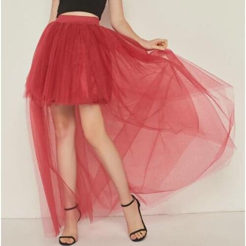 Black White Tulle Long Goth Skirt Elastic Waist Punk Gothic Open Front Irregular High Low Asymmetrical Party Skirt Feminino