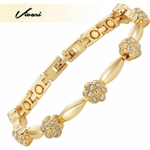 Vivari Fashion Women Jewelry Exquisite Magnetic Bracelet Chain Bangles Alloy Golden Color Luxury Bracelet Elegant Floral Decor