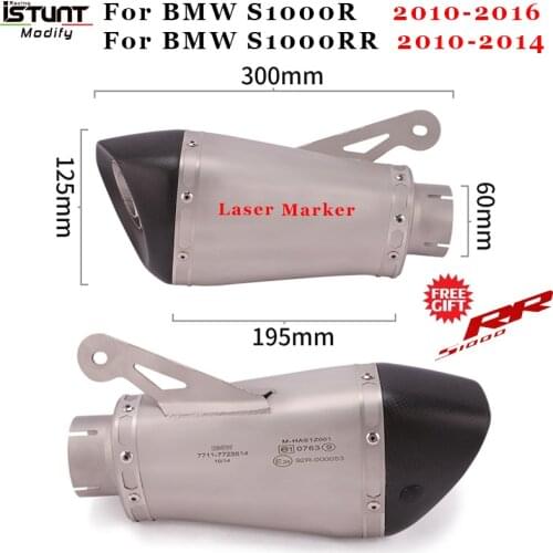 60MM Slip on For BMW S1000R 2010-2016 S1000RR 2010-2014 Motorcycle Escape Exhaust Pipe Modified with Laser Muffler DB Killer