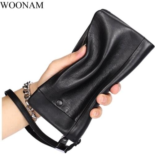 WOONAM Luxury Men or Women Top Grain Genuine Italy Nappa Calf Leather Phone Holder Long Wallet Organizer MB093