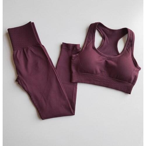 Yoga Set Women Fitness Gym Solid Seamless Padded Sport Bra Leggings Gym Suit Female Sports Suits Workout Set Sport Wear Clothing