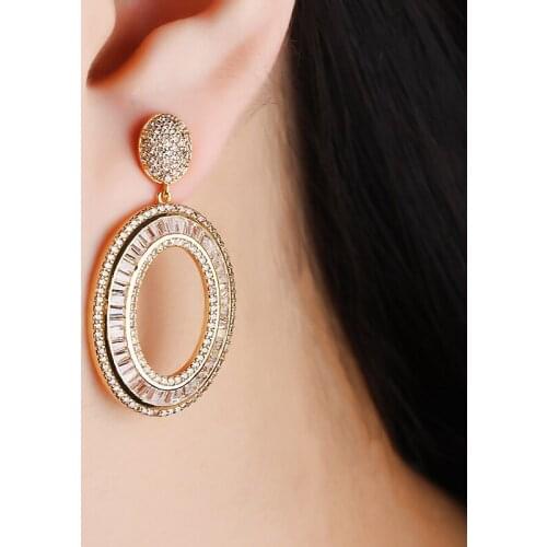 Drop Earrings Copper White AAA Cubic Zirconia Exquisite Hollow Trendy Dangle Earrings Women Earrings Free Drop Shipping