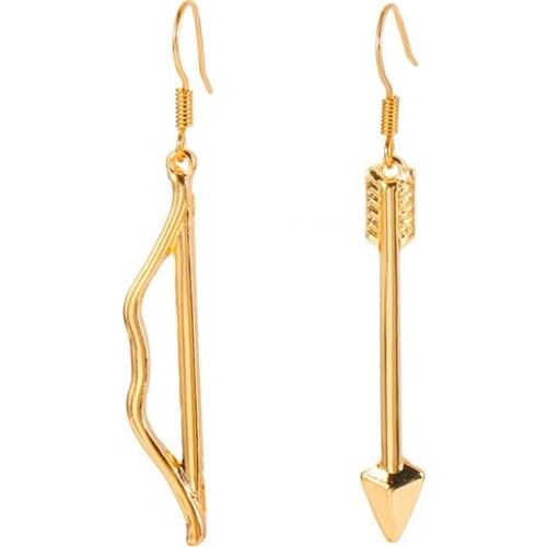 2021 New Metal Asymmetrical Drop Earrings for Women Statement Fashion Bow and Arrow Pendant Ear Accessories for Girls Jewelry