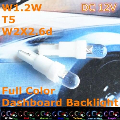 12V Car Bulb T5(5mm Spot Lamp)for W1.2W W2.3W W2X2.6d Dashboard Ashtray Signal Light