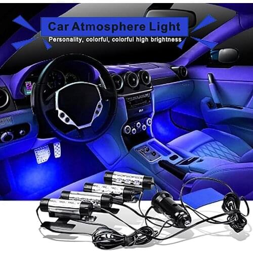 4 In1 Nterior Car Decorative Light Atmosphere Interior Lights Foot Lamps LED Light Glow Blue Lamp