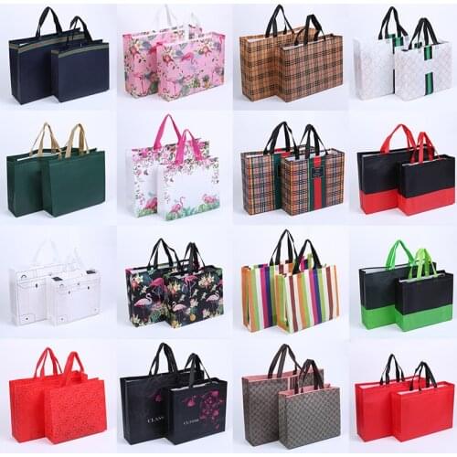 50pcs Thick Large Non-woven Fabric Gift Bags Clothing Jewelry Packaging Bag Environmental Friendly Shopping Bag with Handle