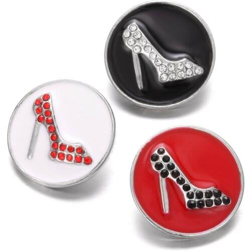 6pcs/lot New Snap Jewelry High-Heeled Shoes Metal 18mm Snap Buttons Fit 18mm Snap Button Bracelet Bangle for Women Charm Jewelry
