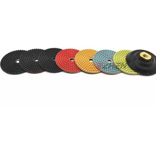 7 pcs 4 Inches Polishing Pads with a Backer Pad for Granite Marble quartz Stone Polishing Dia 100mm Wet Polishing Disc Grinders