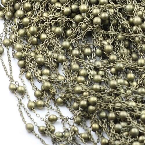 Free shipping!!!! 50m/lot bronze tone 4mm ball with chain findings
