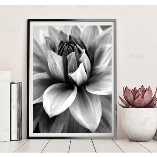 Black and White Lotus Wall Art Canvas Paintings Plants Wall Poster Nordic Draw Artwork Home Decor Livingroom Decoration