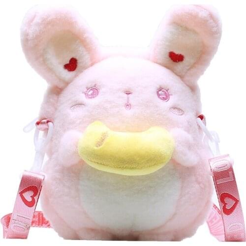 2021 Child Cute Plush Doll Rabbit Messenger Bag Girls Bear Phone Purse Organizer Crossbody Shoulder Bags For Females
