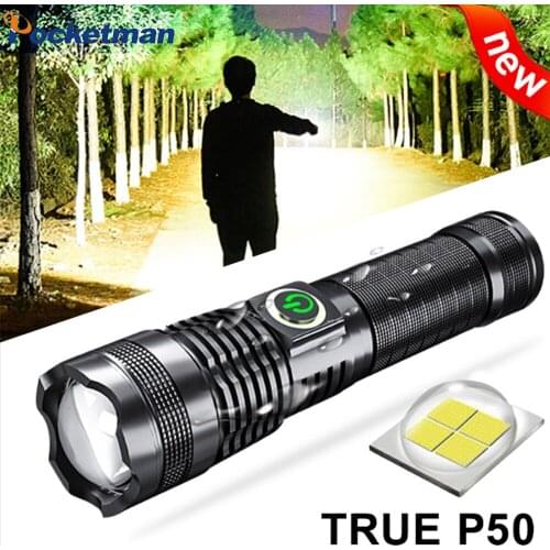 New XHP50 High Power LED Flashlight Built-in Battery Torch USB Light Charging 5 Modes Flashlight With Zoomable Power Display