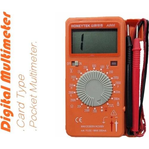 HONEYTEK A866 card type digital multimeter, 3 1/2 LCD display(MAX display 1999), manual range, pocket multimeter