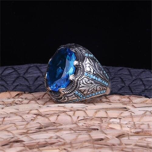Aqua blue Cubic Zirconia 925 Sterling 925 K Silver Ring