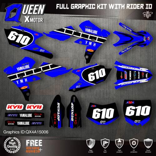QUEEN X MOTOR Custom Team Graphics Backgrounds Decals 3M Stickers Kit For YAMAHA 2016-2018 WR450F 2015-2018 YZ450FX 006