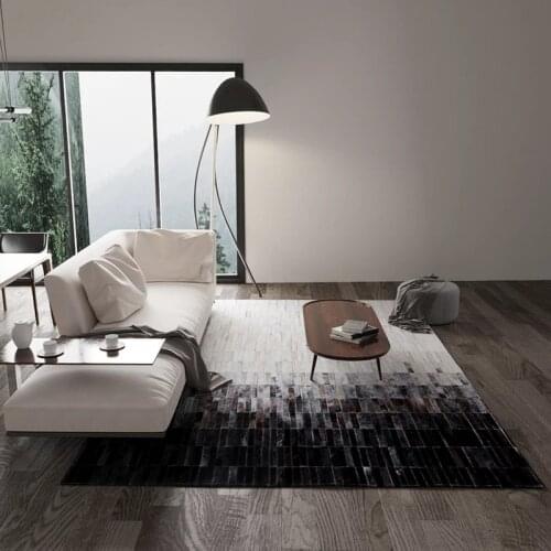 Natural cow skin hide fur carpet for living room luxury cowhide seamed striped rug big size decoration office carpet