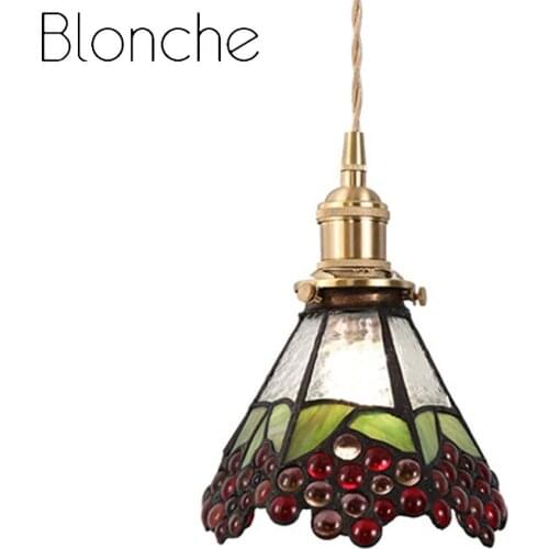 Colorful Green Grape Pendant Lamp Modern Nordic Bedroom Bedside Haning Light Brass Glass Porch Aisle Bar Restaurant Lamp Fixture