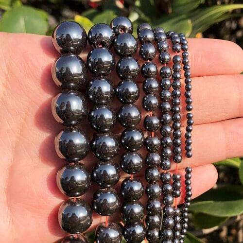 2/3/4/6/8/10mm Natural Stone Black Hematite Stone Round Loose Beads for Jewellery Making DIY Bracelet 15 inch Per Strand