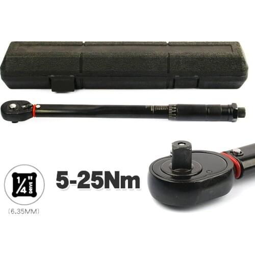 1/4 5-25Nm Square Drive High-Accuracy Car Bike Repair Hand Tools Spanner Torque Key Two-way Adjustment Spanner Auto Repair