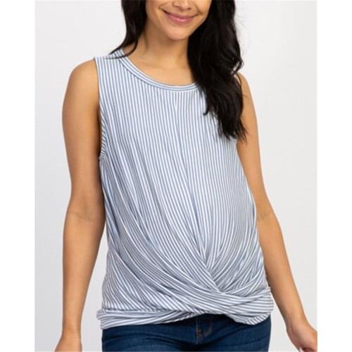 Summer Maternity Tops Clothes Sleeveless T-Shirts 2021 Casual Pregnant Women Striped T-Shirts Pregnancy Clothings Plus Size