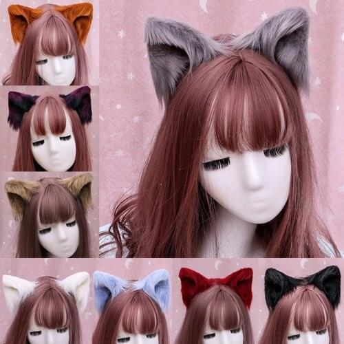 Hot Sale Fashion Sweet Lovely Furry Animal Beast Ears Hair Clips Anime Lolita Wolf Cat Cosplay Plush Halloween Party Costume