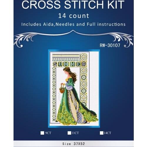 Top Quality Lovely Hot Sell Counted Cross Stitch Kit Old World Holiday Ornaments Similar DMC RW-30107 Seasons girl