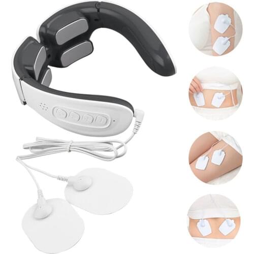 Smart Electric Neck and Shoulder Back Pulse Massager TENS Cervical Vertebra Relax Pain Relief Kneading Massage Electrode Pads