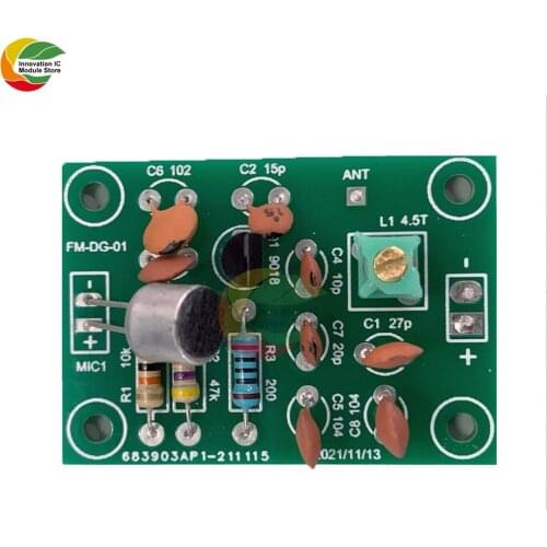 Ziqqucu FM Wireless Microphone Transmitter Module Mini Drahtlose Mikrofon Ham Radio Frequenz Platine 91-103 MHz 3 -5VDC DIY Kit