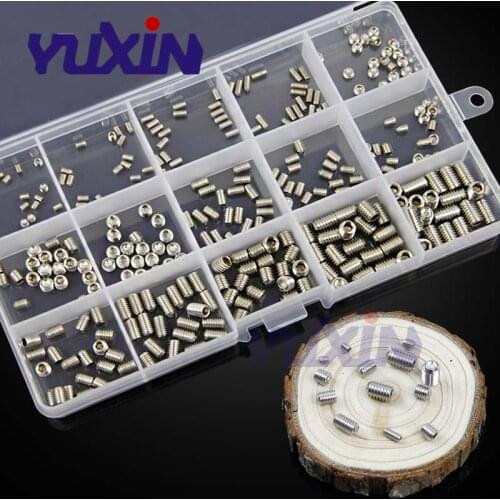 300PCS DIN916 Hex Socket Set Screw Kit M3 M4 M5 A2-70 Stainless Steel 304 Allen Head Socket Hex Set Grub Screw Assortment kit