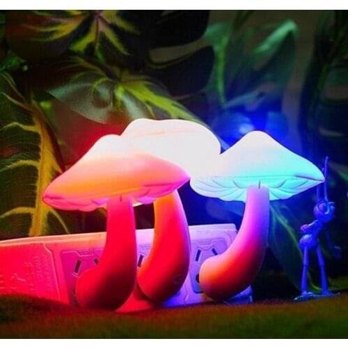 Mushroom Night Light LED Lamp Child Baby Warm Lamp Room Decor Lighting Sensor Wall Socket Light Home Bedroom Decoration