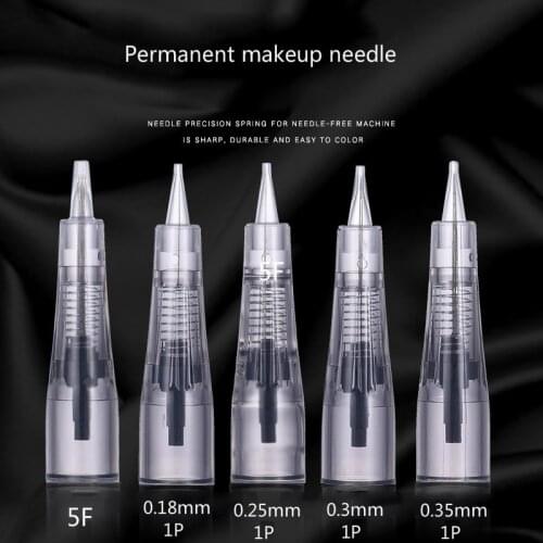 Newest 50pcs 0.18/0.25/0.3mm 1RL round liner 1P micro cartridge tattoo needles for digital permanent makeup eyebrow machine