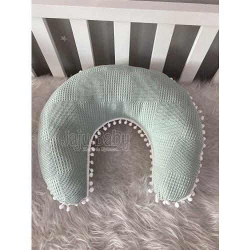 Jaju Baby Handmade, Waffle Pique Fabric Gazelle Design Pompom Breastfeeding Pillow - Support Cushion