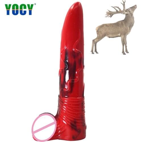 YOCY realistic deer penis thick dildo black red silicone anal toy for women men masturbation butt plug anus lesbian massge clit
