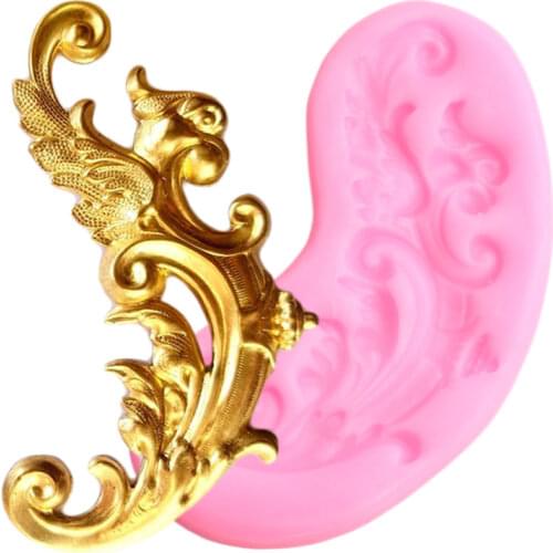 Relief Silicone Molds 3D Craft Scroll Leaves Border Fondant Mould Wedding Cake Decorating Tools Candy Clay Chocolate Moulds