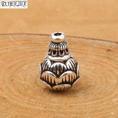Handmade 100% 925 Silver Lotus Flower Guru Bead Tibetan Malas Three-way bead tower Buddhist Prayer Beads Guru Bead