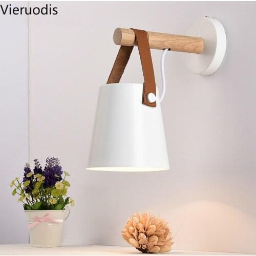 Nordic Wooden Wall Light LED Wall Lamps for Modern Living Room/Bed Room/Corridor Wall Sconces Light E27 White/Black Light