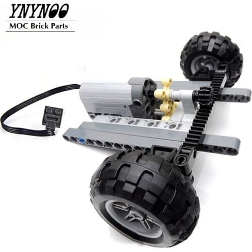 Technical Car Front Suspension Steering System Parts Sets with Electric Power Functions Servo Motor & Wheels Toys Bulk Set Parts