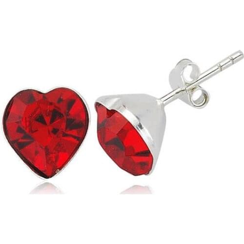Tevuli 925 Sterling Silver Red Heart Womens Earrings