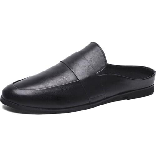 Summer Men Half Loafers Fashion Breathable Slippers Man Outdoor Lightweight Mules Cool Half Shoes for Man Leather Sandals