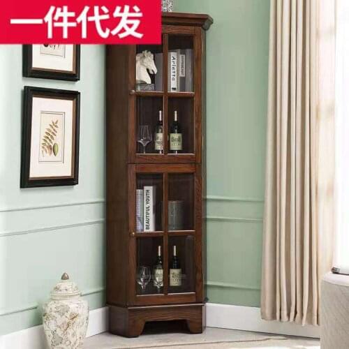 Wine cabinet living room corner cabinet storage cabinet ash wood corner cabinet solid wood triangle cabinet corner cabinet stora