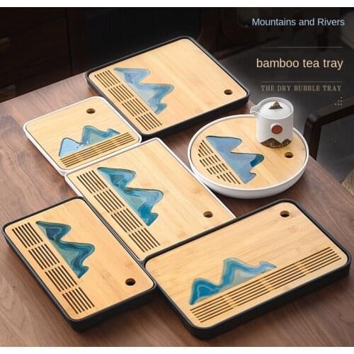 Japanese Tea Tray Bamboo Tea Tray Simple Home Hotel Travel Kung Fu Water Storage Tea Tray Tea Table Chinese Tea Table Wood Tray