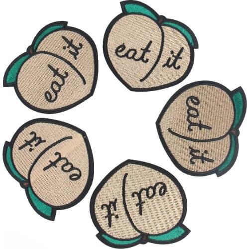 1PCS Fruit Peach Iron On Patches Sewing Embroidered Applique for Jacket Clothes Stickers Badge DIY Apparel Accessories